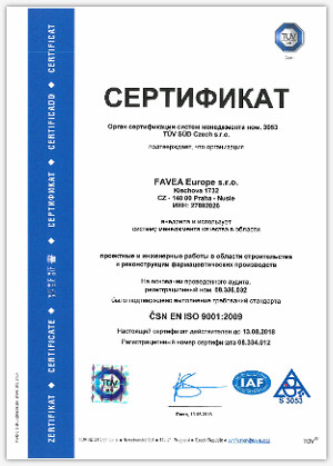 FAVEA Europe úspěšně absolvovala certifikační audit souladu s mezinárodní normou ISO 9001